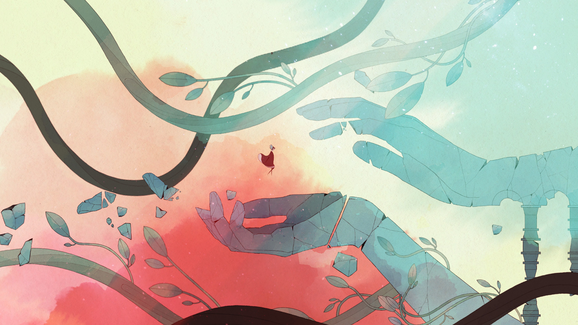Gris game screenshot with watercolor artwork